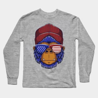 gorilla head USA illustration Long Sleeve T-Shirt